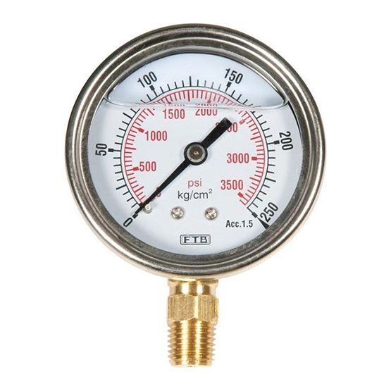 H Guru Pressure Gauge Glycerine Filled